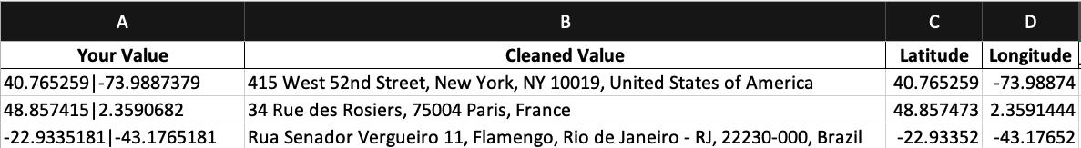 reverse geocode spreadsheet